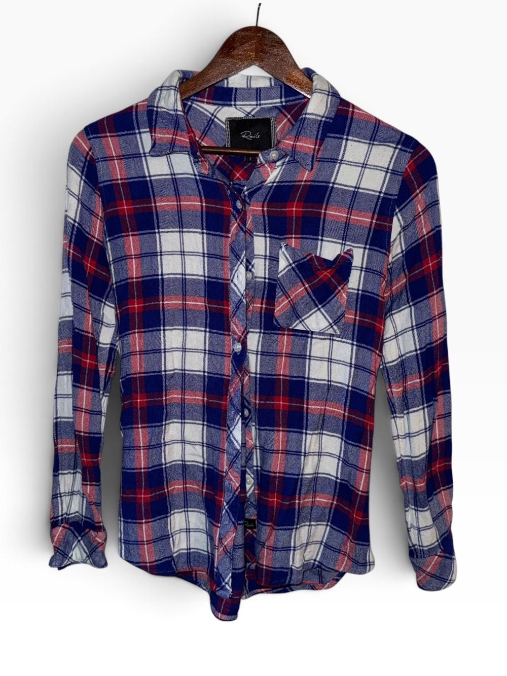 Rails Hunter Plaid Button Down Shirt Red White Blue Small